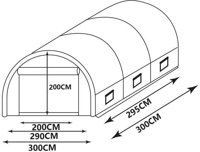 Vente-unique Serre tunnel 300 x 300 x 200 cm 9 m²