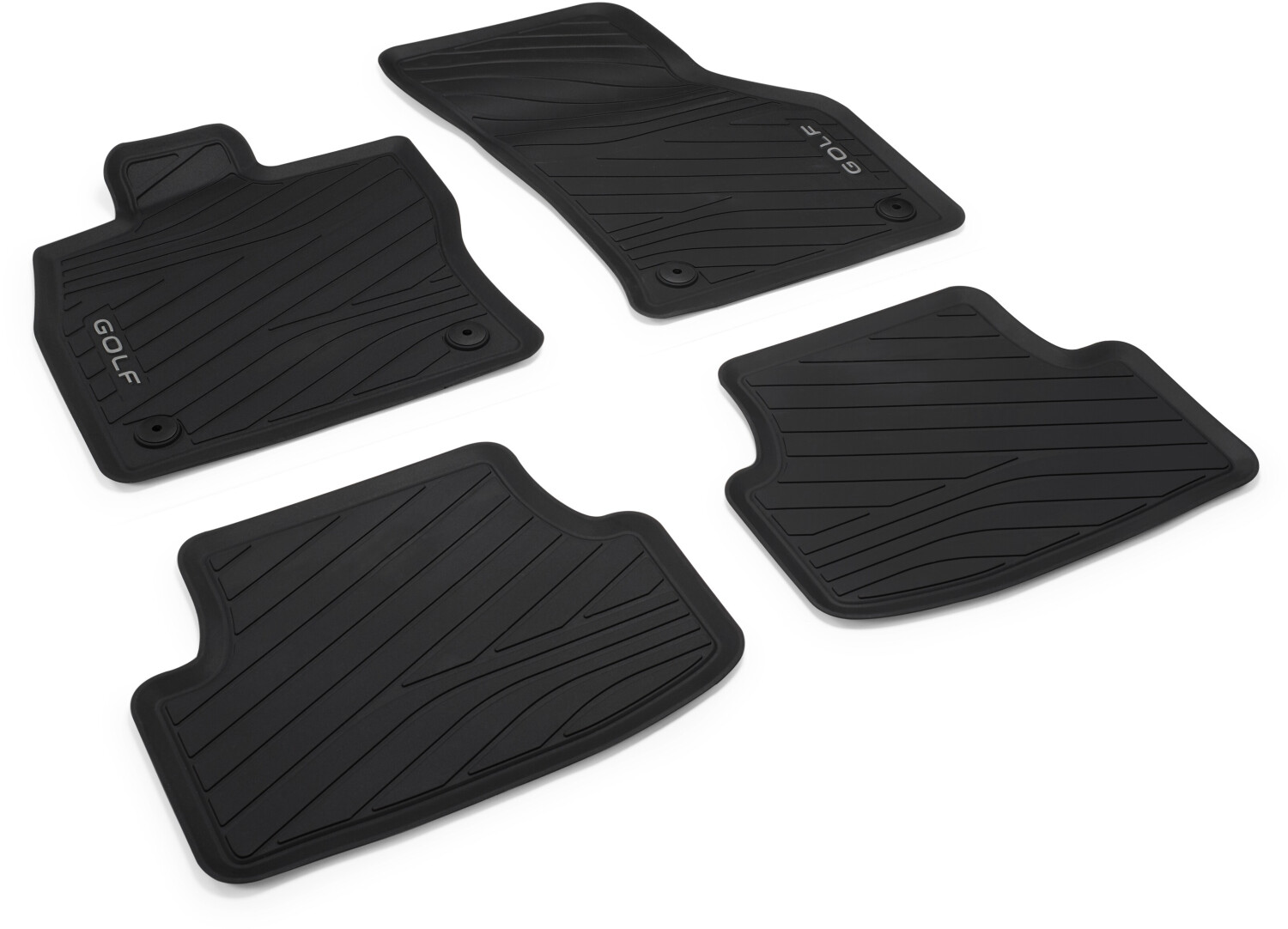 Fußmatten passend für VW Golf 8 GTI R-Line Tuning, Premium Qualität  Automatten (Ziernaht Silber) Velours schwarz 4-tlg.