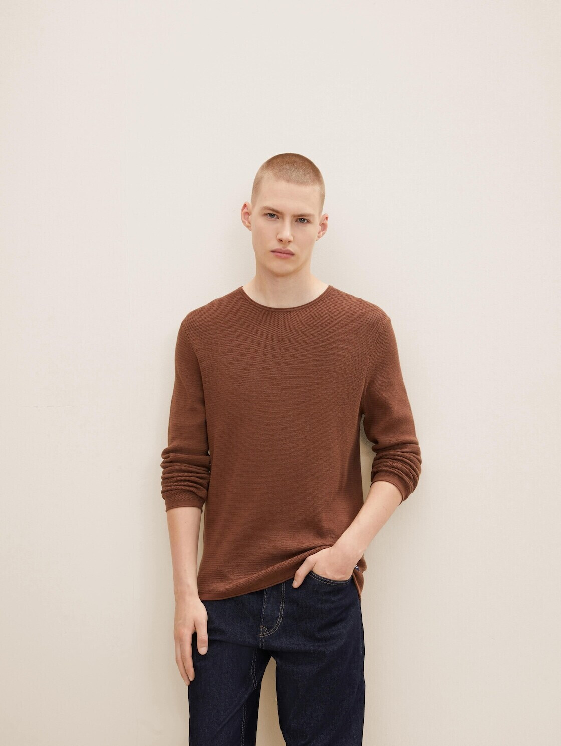 Tom Preisvergleich ab (1016090-15037) Tailor brown | Sweater 27,95 bei € Denim Structured
