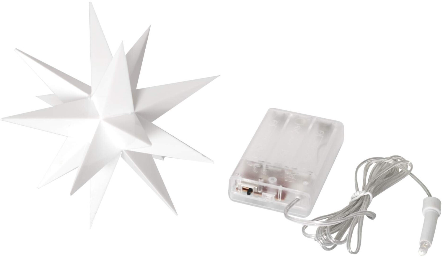 Expo Börse 3D LED Stern Kunststoff 12cm weiß + Timer batteriebetrieben  (613-401017) ab 4,99 €