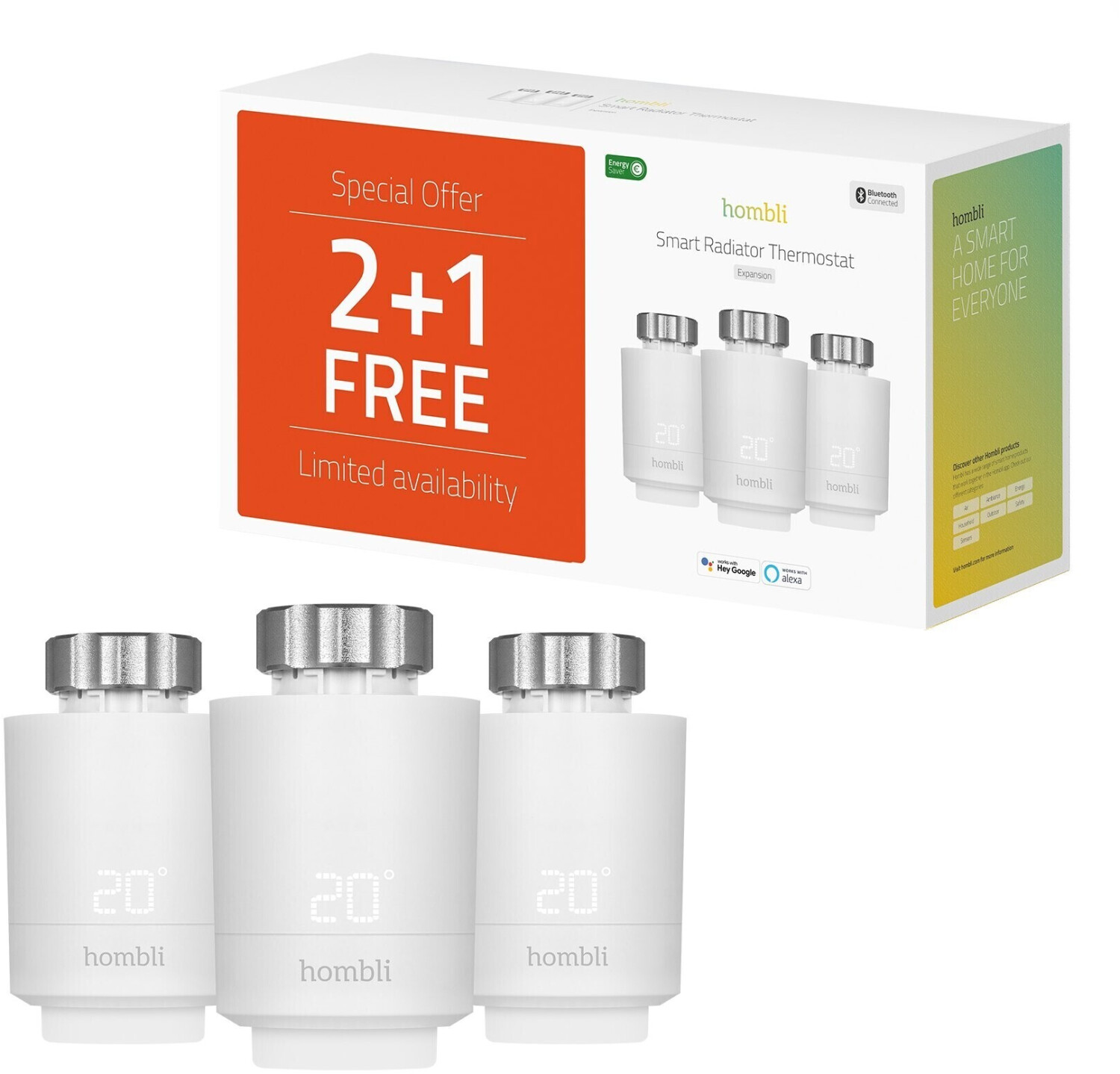 Hombli Smart Radiator Thermostat 2+1 Pcs. (HBPP-0112)