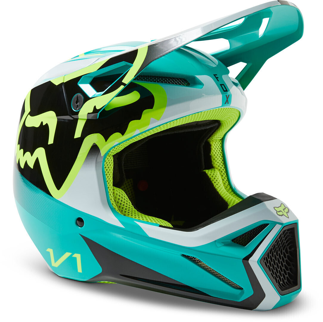 Casco fox azul online y blanco