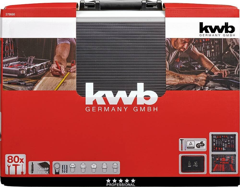 kwb Werkzeugkoffer, 80-teilige Werkzeug-Set, aus robustem Aluminium,  abschließbar, gepolstert mit Werkzeugeinlagen aus Schaumstoff, hochwertiger  Werkzeugsatz, ideal für Werkstatt und unterwegs : : Baumarkt