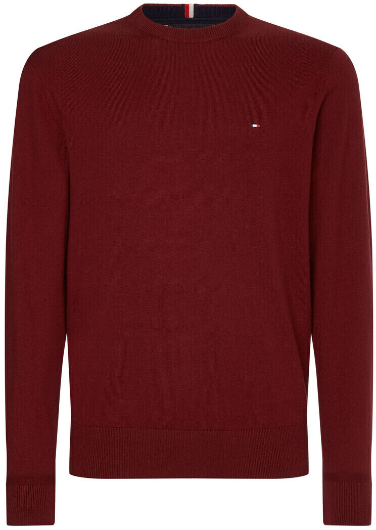 Tommy Hilfiger TH Monogram Cotton Cashmere Crew Neck Jumper (MW0MW28046) deep rouge