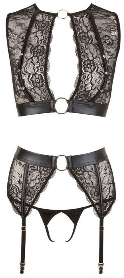 Cottelli Collection Kanten Lingerie Set 4 pcs black
