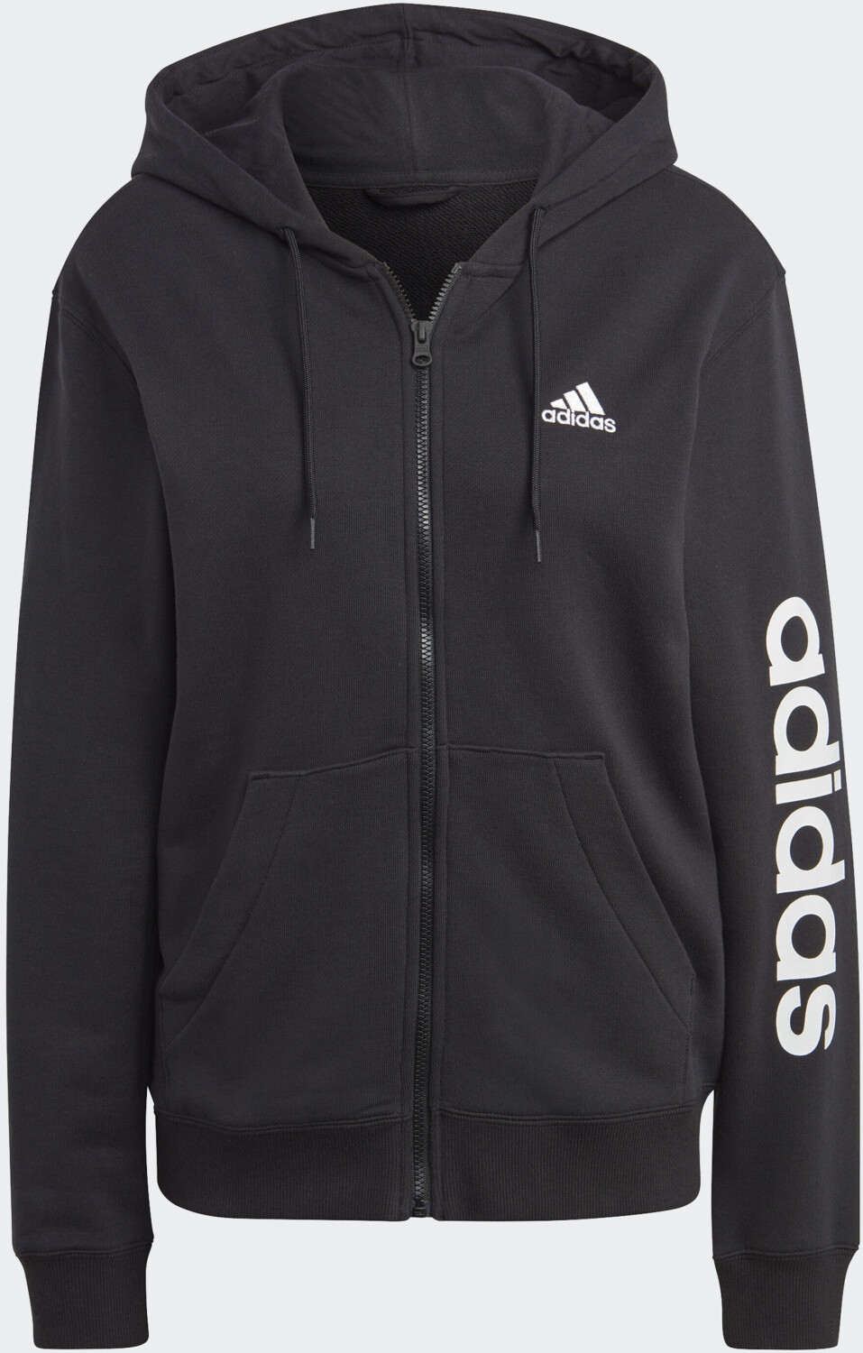 Adidas Woman Essentials Linear Full-Zip French Terry Hoodie black-white (IC6863)