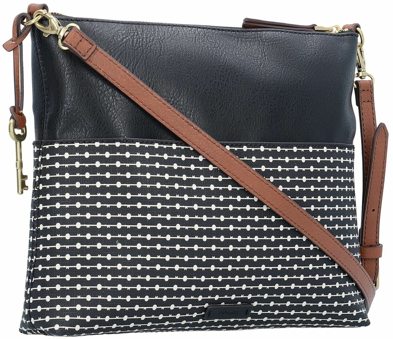 Fossil fiona online tote black stripe