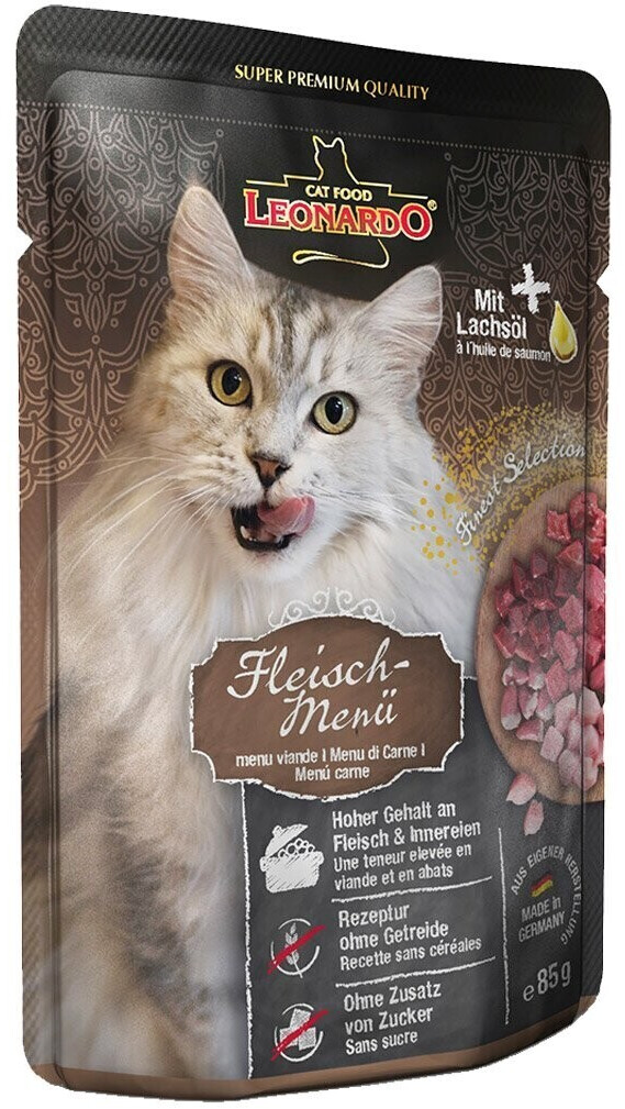 LEONARDO Cat Food Meat menu with salmon oil wet food 85g