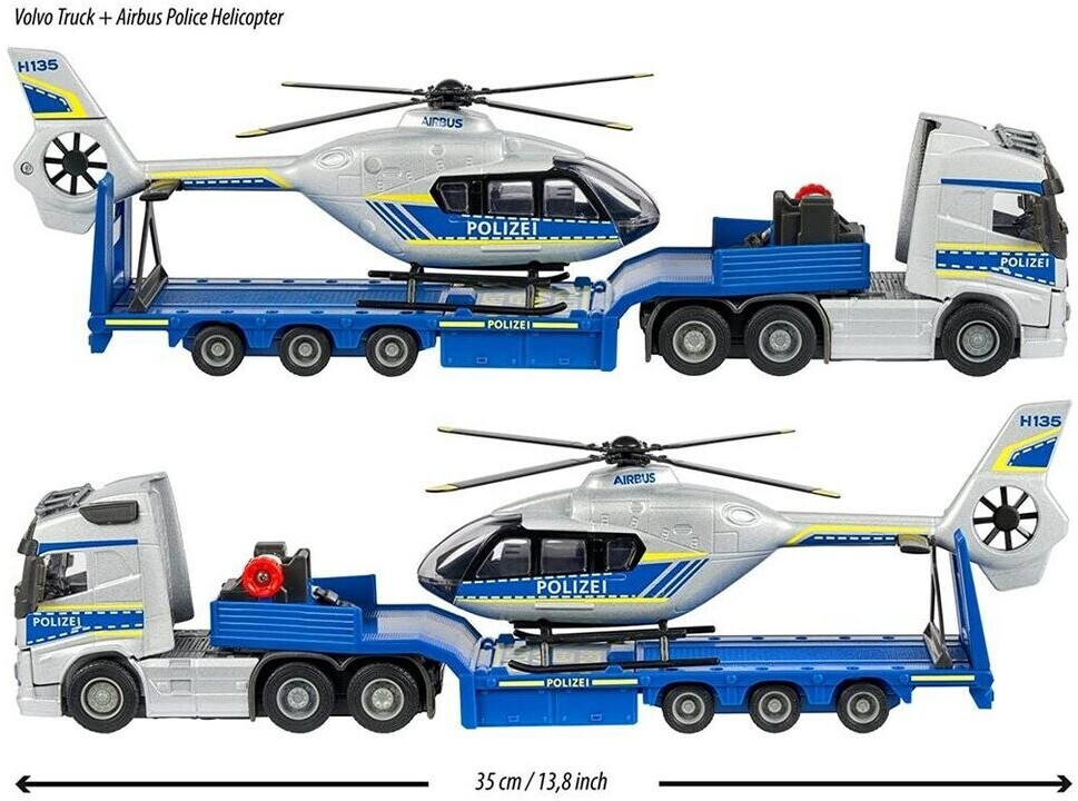 Majorette - Camion + hélicoptère de police 35 cm - Mini véhicules