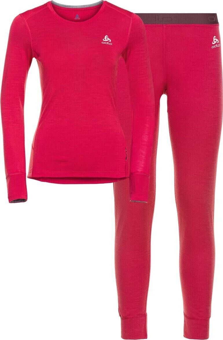 Odlo Women Natural 100 Merino Warm Baselayer Set deep claret ab