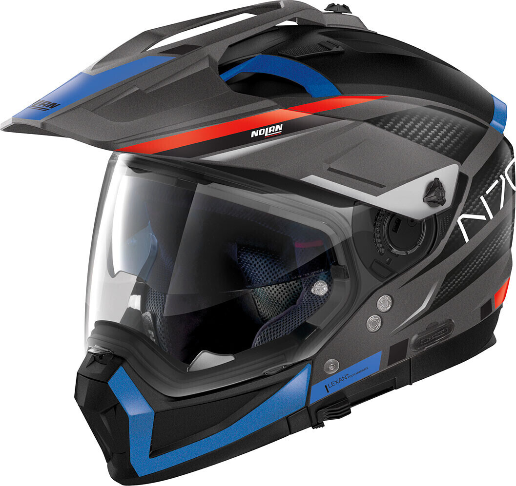 Nolan N70-2 X Earthquake N-Com mat noir/bleu/rouge