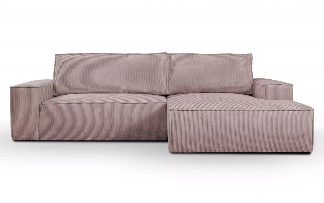 Vente-unique Corner sofa with sleep function Amelia right rose