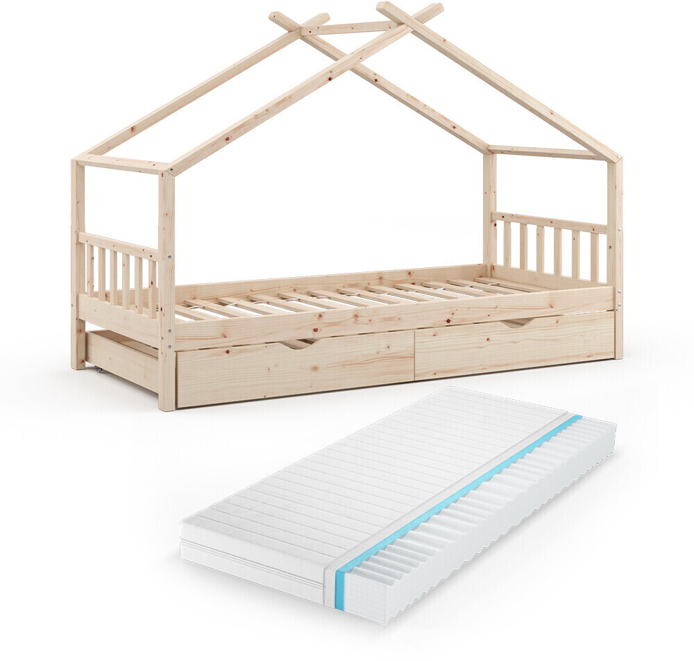 VitaliSpa Design 90x200cm with Pull-Out Bed and Mattress Nature