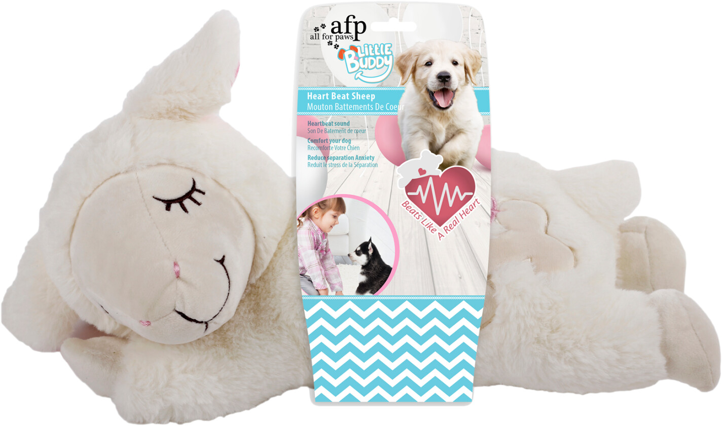 Photos - Dog Toy All for Paws All for Paws Little Buddy Heart Beat Sheep