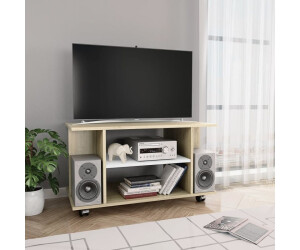 Mueble TV con luces LED Blanco brillo 240x35x40 cm