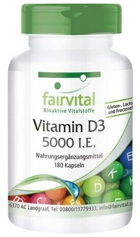 Fairvital Vitamin D3 5000 I.E. Kapseln (180 Stk.) ab 27,50