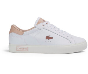 Lacoste pink best sale and white trainers