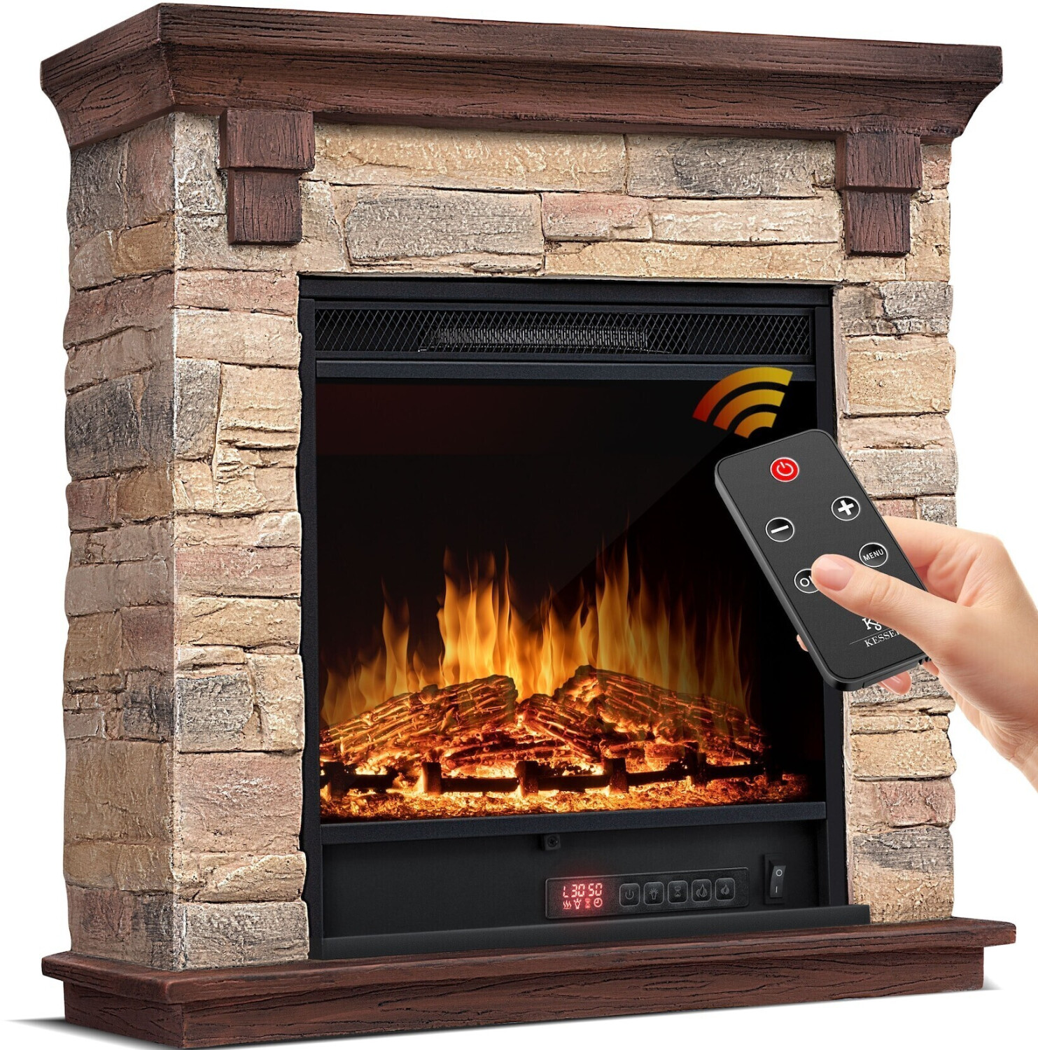 Kesser Electric Fireplace with 3D Flame Effect 1800W Brown (22437)