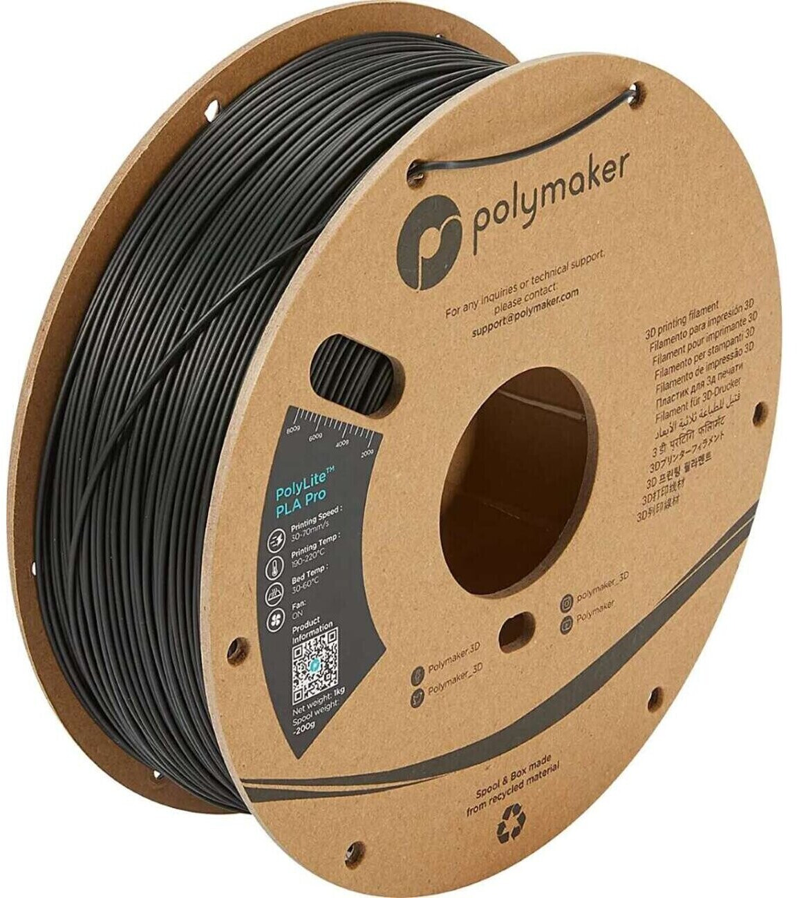 Polymaker PolyLite PLA Pro Filament 1.75mm 1000g Black
