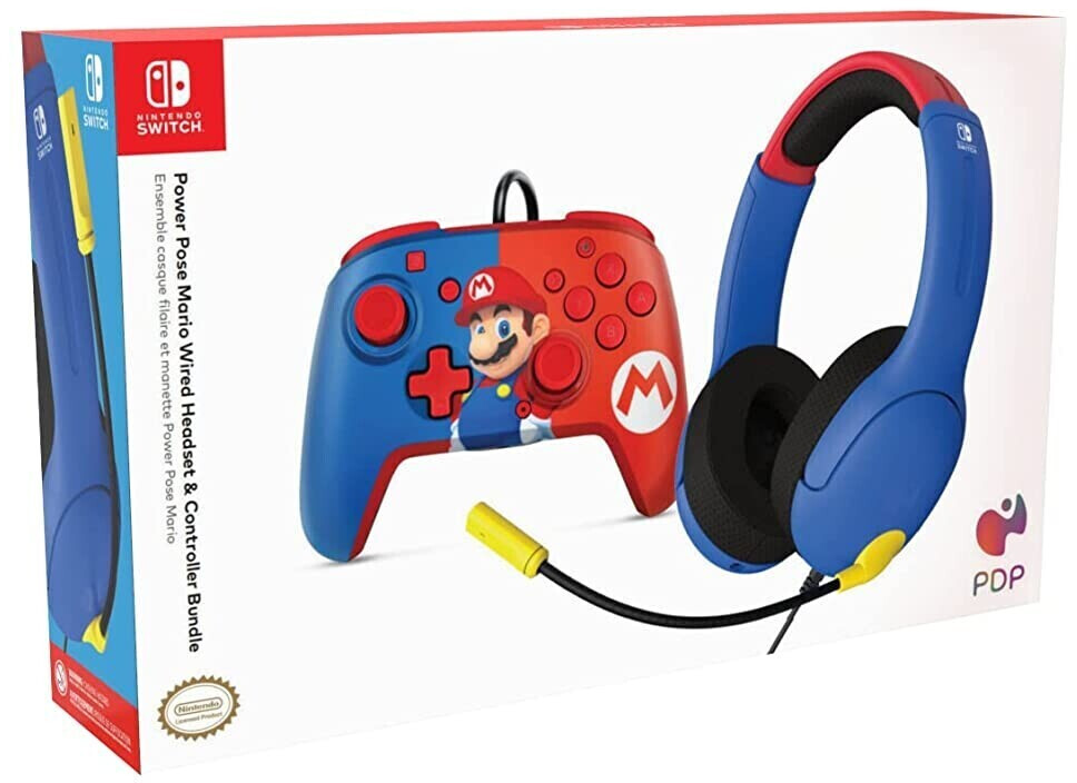 PDP Nintendo Switch Power Pose Mario Wired Headset & Controller