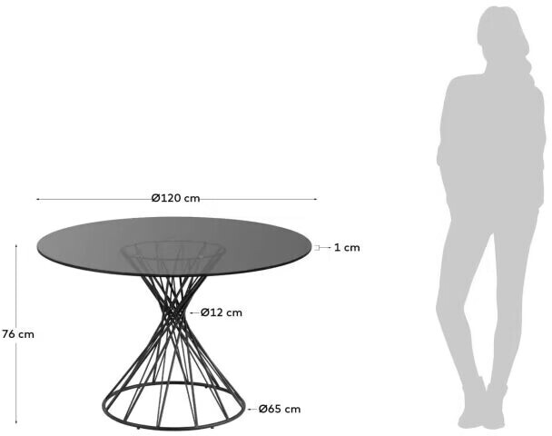 Table 180x90x75 cm blanche et verre noir