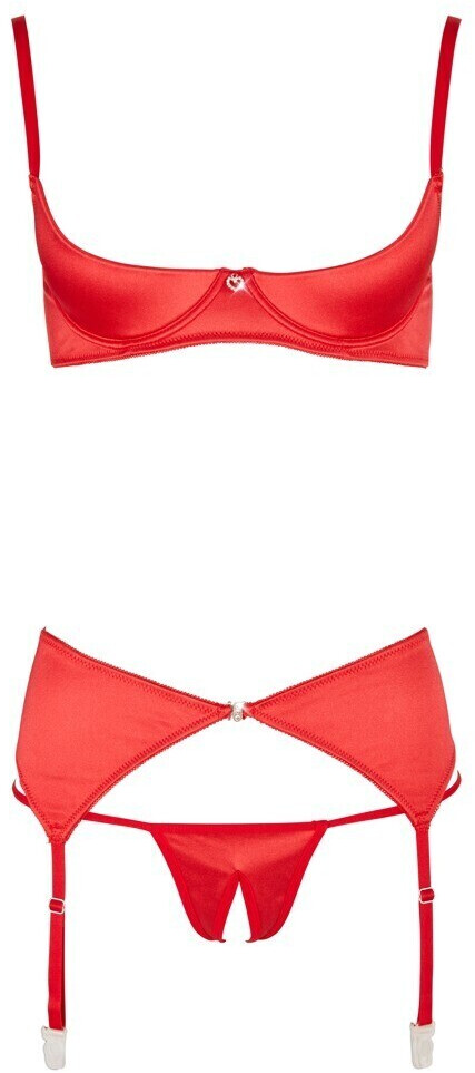 Cottelli Collection Lingerie Set 3 pcs crotchless red