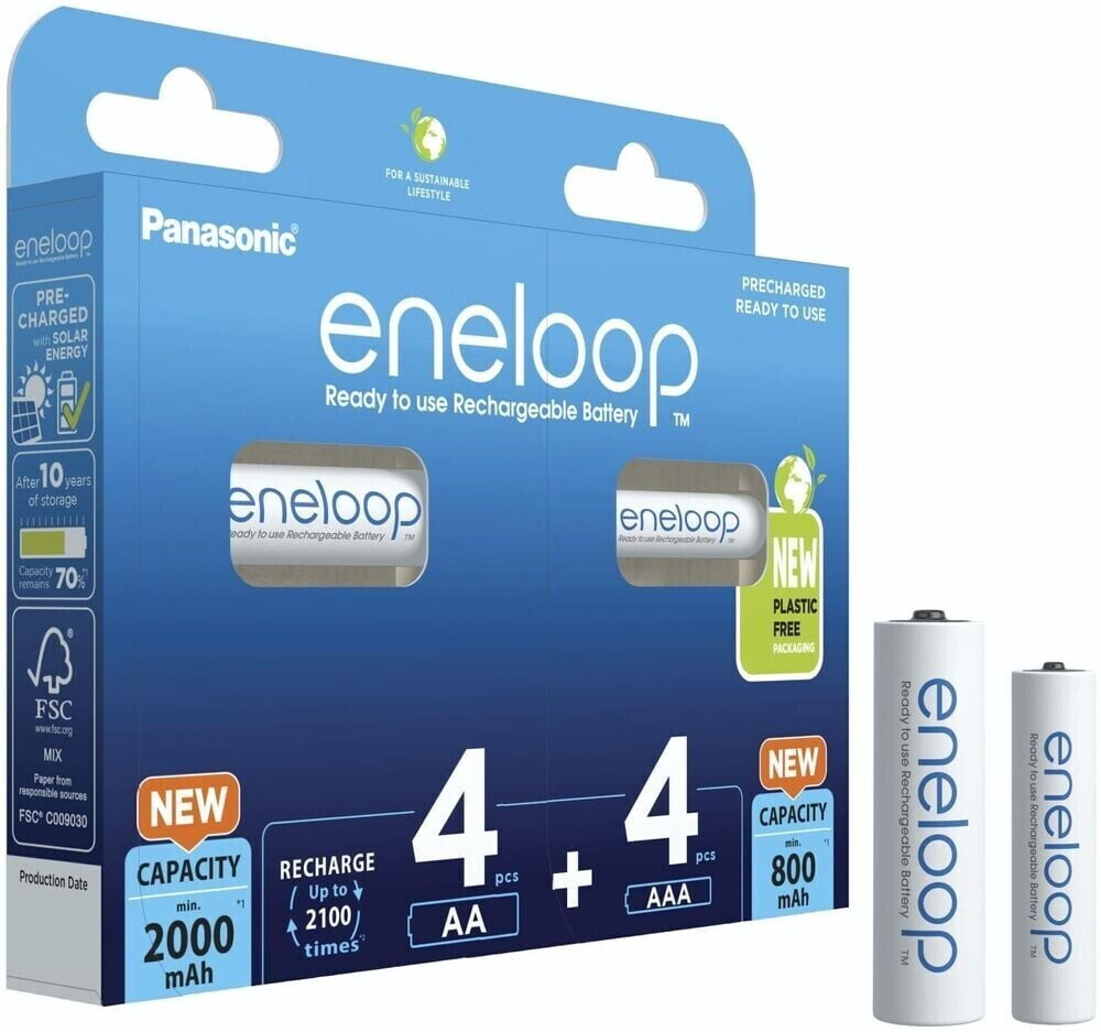 Panasonic eneloop AA 4 stk. + AAA 4 stk.