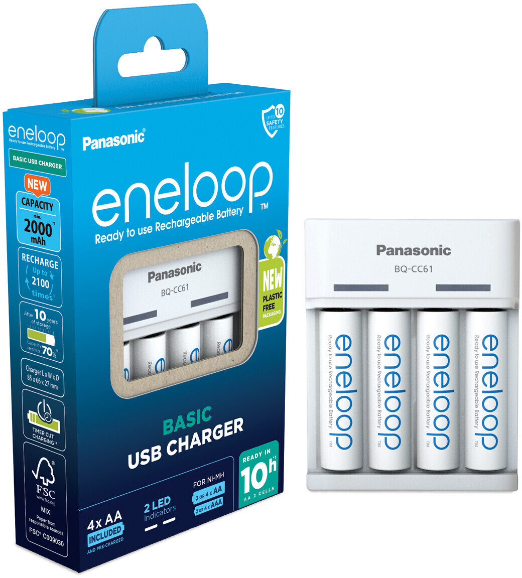 Chargeur Panasonic Eneloop Basic Charger BQ-CC51C avec 4 piles AA 2000mAh -  Bestpiles
