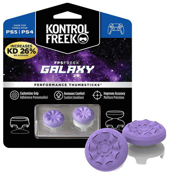 KontrolFreek PS5/PS4 FPS Freek Galaxy Purple Performance Thumbsticks (4 Prong)