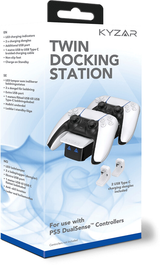 Kyzar PS5 DualSense Controller Twin Docking Station