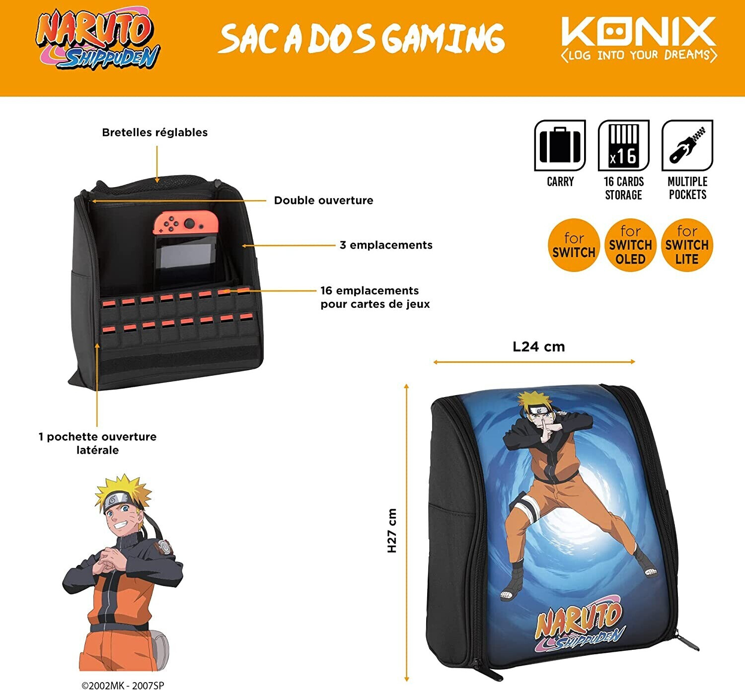 Konix - Pack Casque + Manette + Sac Naruto Shippuden Pour Nintendo