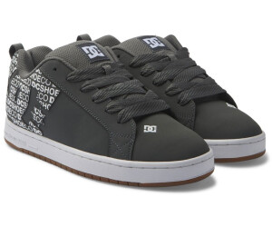DC Men's Court Graffik SQ Low Top Skate Shoe — White/Black/Black, Casual Sneaker With Pill Pattern, Size 9.5