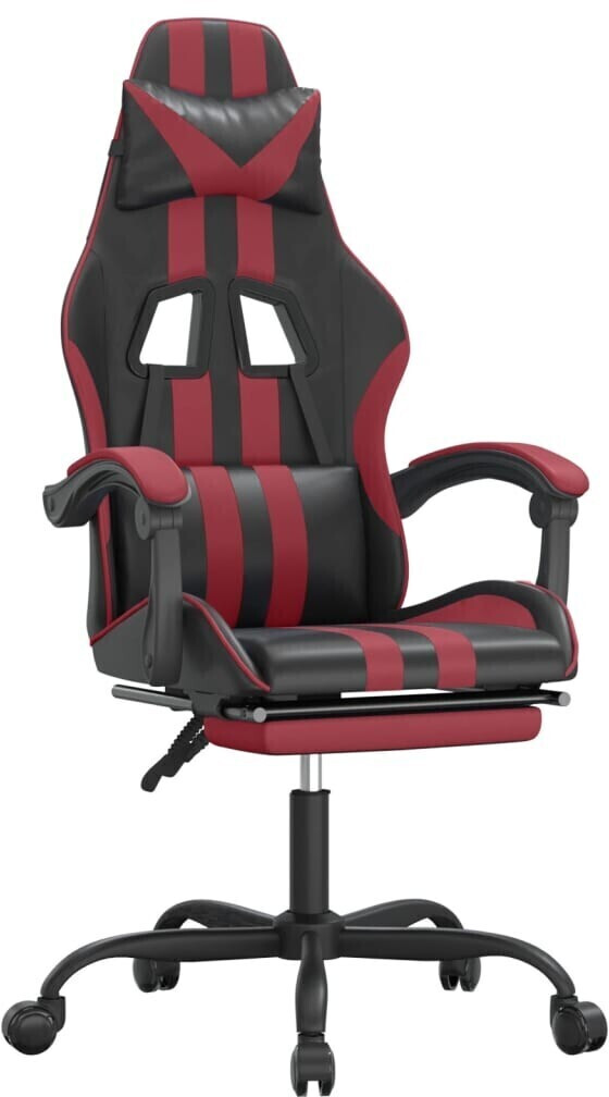 vidaXL Fauteuil gamer avec repose-pieds et fonction de massage en cuir synthétique (349531-349542) noir/rouge (349538)