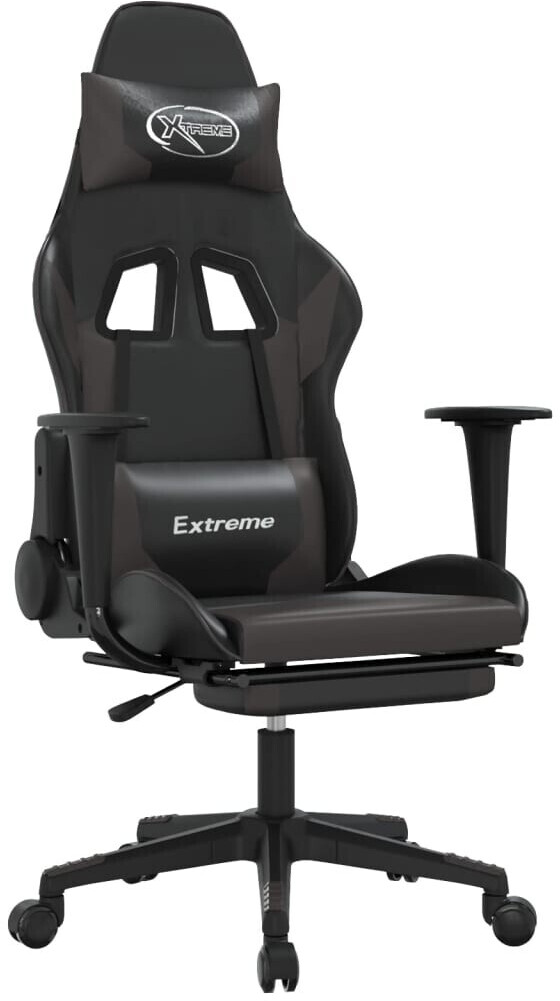 vidaXL Fauteuil gamer avec repose-pieds et fonction de massage en cuir synthétique (345457-345468)