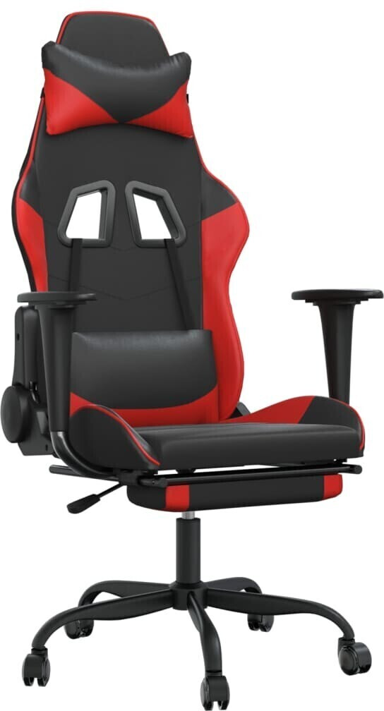 vidaXL Fauteuil gamer avec repose-pieds en similicuir (3143653-3143664) noir/rouge (3143654)
