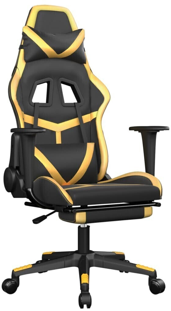 vidaXL Gaming Chair with Foot Rest Leatherette (3143676-3143686) Black/Gold (3143678)