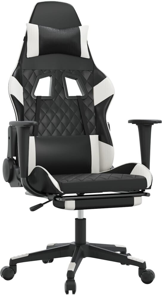 vidaXL Gaming Chair with Foot Rest Leatherette (3143764-3143774) Black/White (3143769)