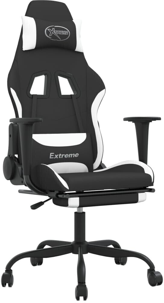 vidaXL Fauteuil gamer avec repose-pieds Fabric (3143722-3143732) noir/blanc (3143730)