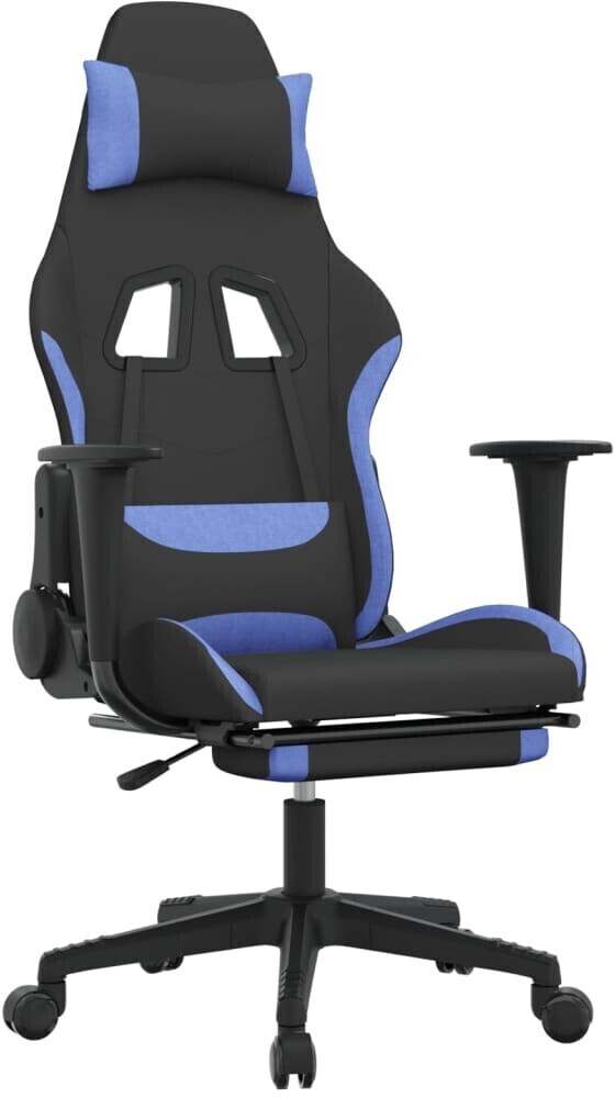 vidaXL Fauteuil gamer avec repose-pieds Fabric (3143743-3143752) noir/bleu (3143749)