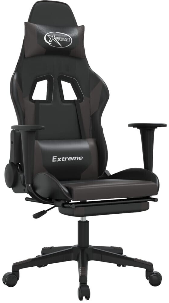 vidaXL Gaming Chair with Foot Rest Leatherette (3143699-3143710) Black/Grey (3143703)