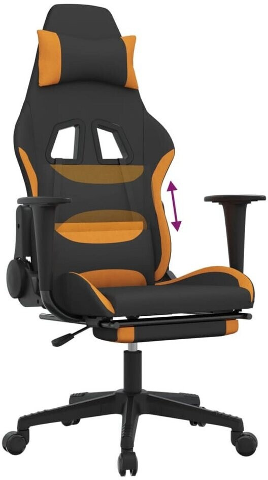 vidaXL Fauteuil gamer avec repose-pieds Fabric (3143743-3143752) noir/orange (3143747)