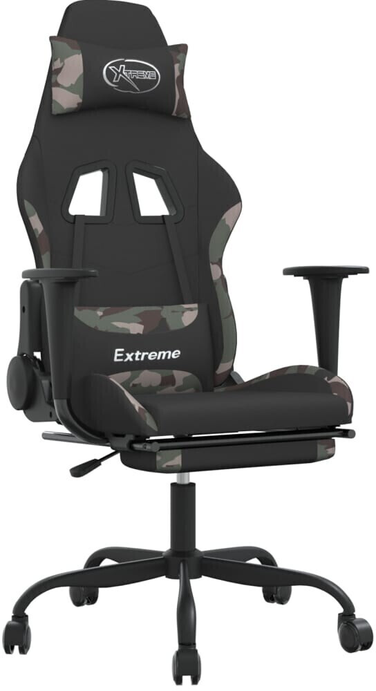 vidaXL Fauteuil gamer avec repose-pieds Fabric (3143722-3143732) noir/camouflage (3143732)