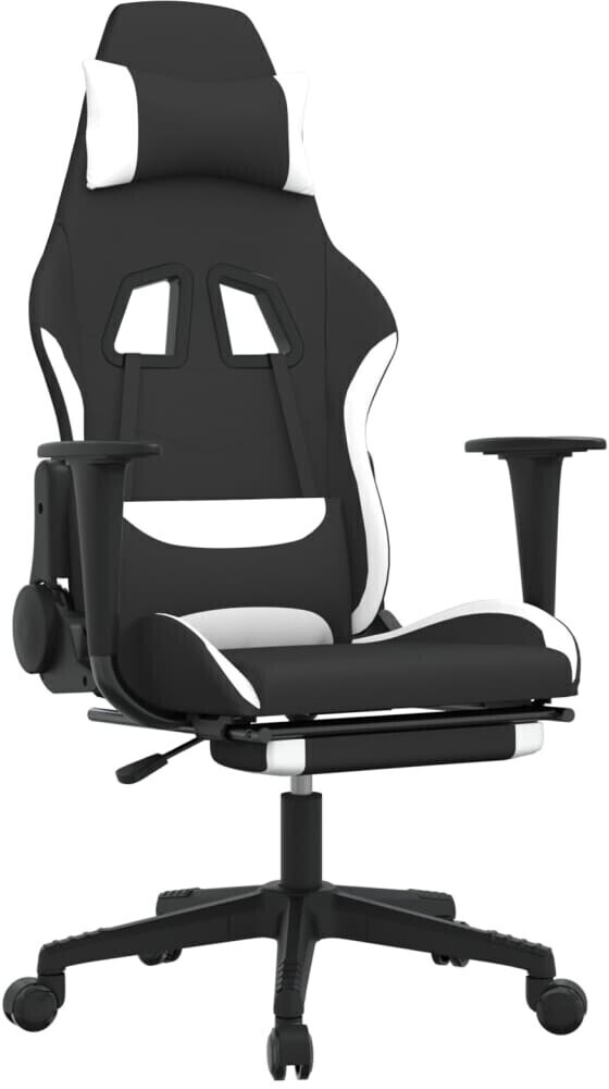 vidaXL Fauteuil gamer avec repose-pieds Fabric (3143743-3143752) noir/blanc (3143750)