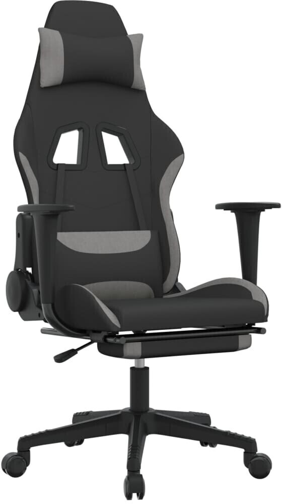 vidaXL Gaming Chair with Foot Rest Fabric (3143743-3143752) Black/Light Grey (3143744)