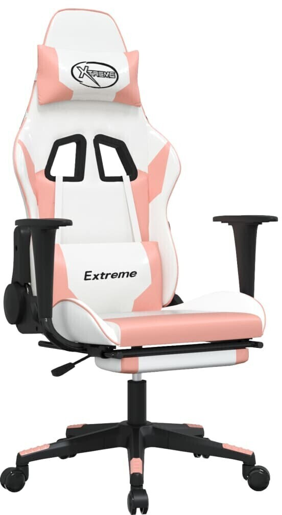 vidaXL Gaming Chair with Foot Rest Leatherette (3143699-3143710) White/Pink (3143708)