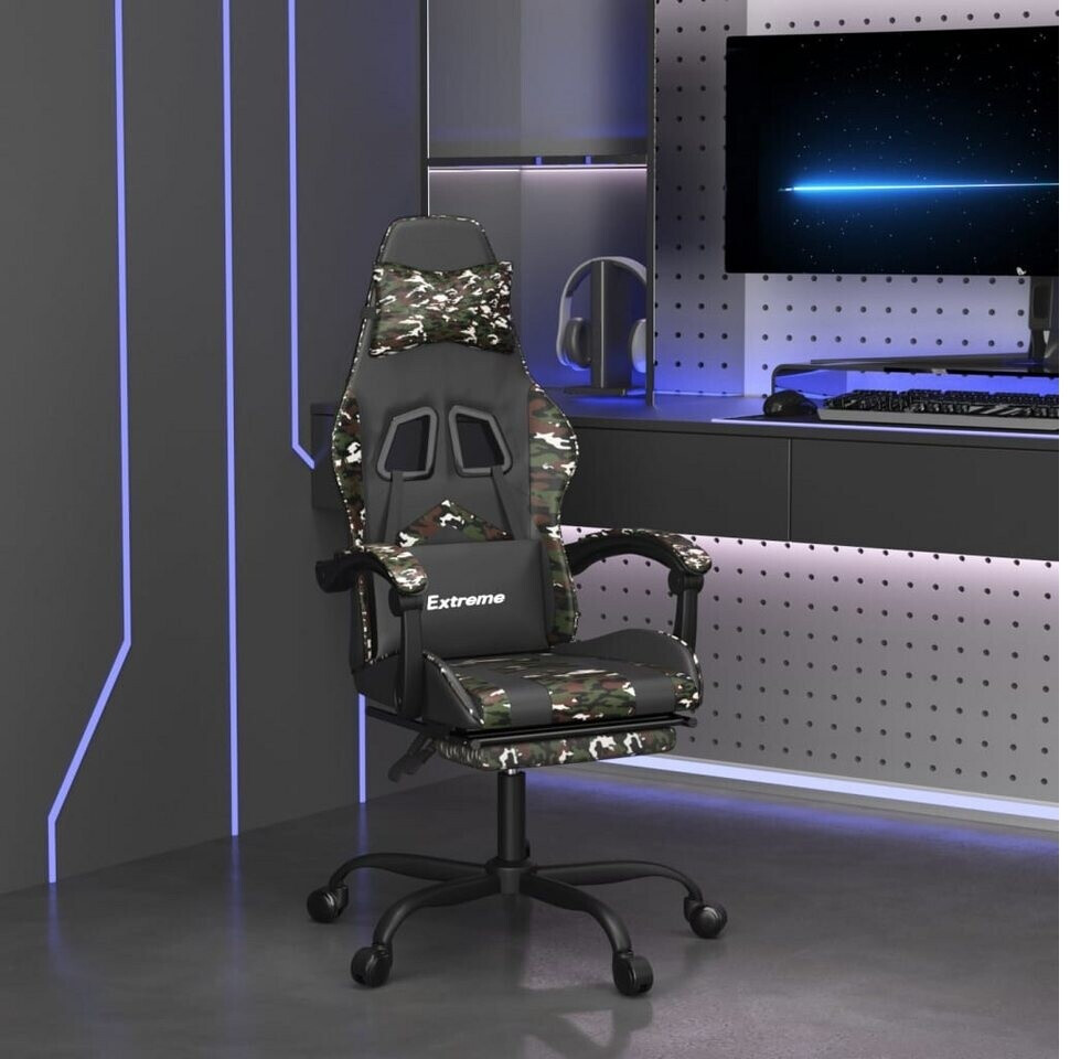 vidaXL Fauteuil gamer avec repose-pieds et fonction de massage en cuir synthétique (349603-349614)