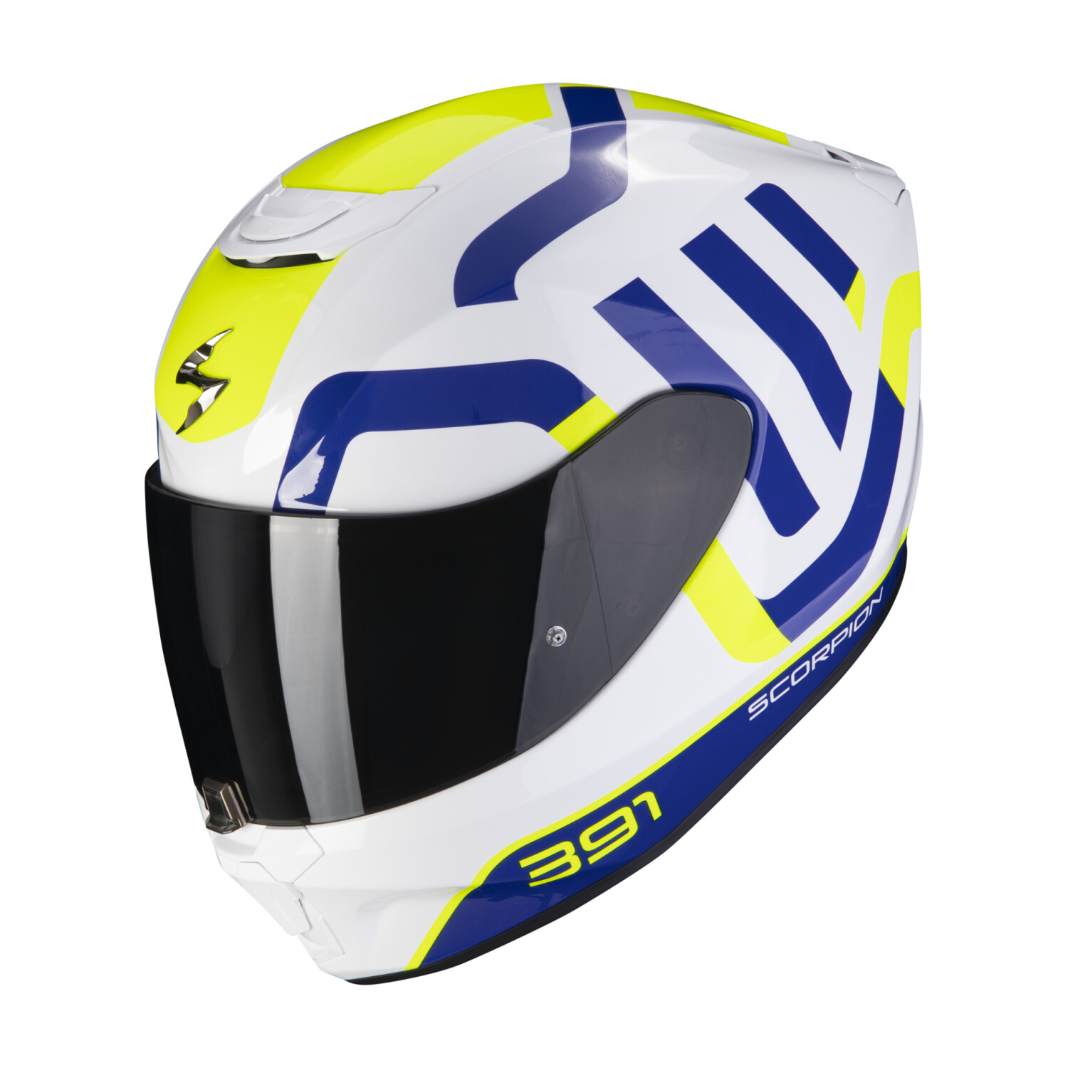 Photos - Motorcycle Helmet Scorpion Exo 391 Arok white/blue/neon yellow 