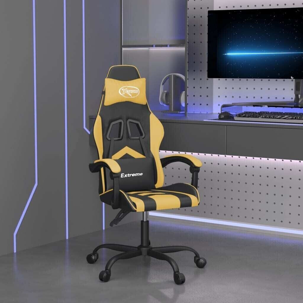 vidaXL Fauteuil gamer avec fonction de massage en cuir synthétique (349591-349602) noir/jaune (349593)