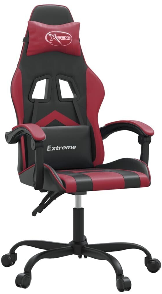 vidaXL Fauteuil gamer avec fonction de massage en cuir synthétique (349591-349602) noir/rouge (349598)
