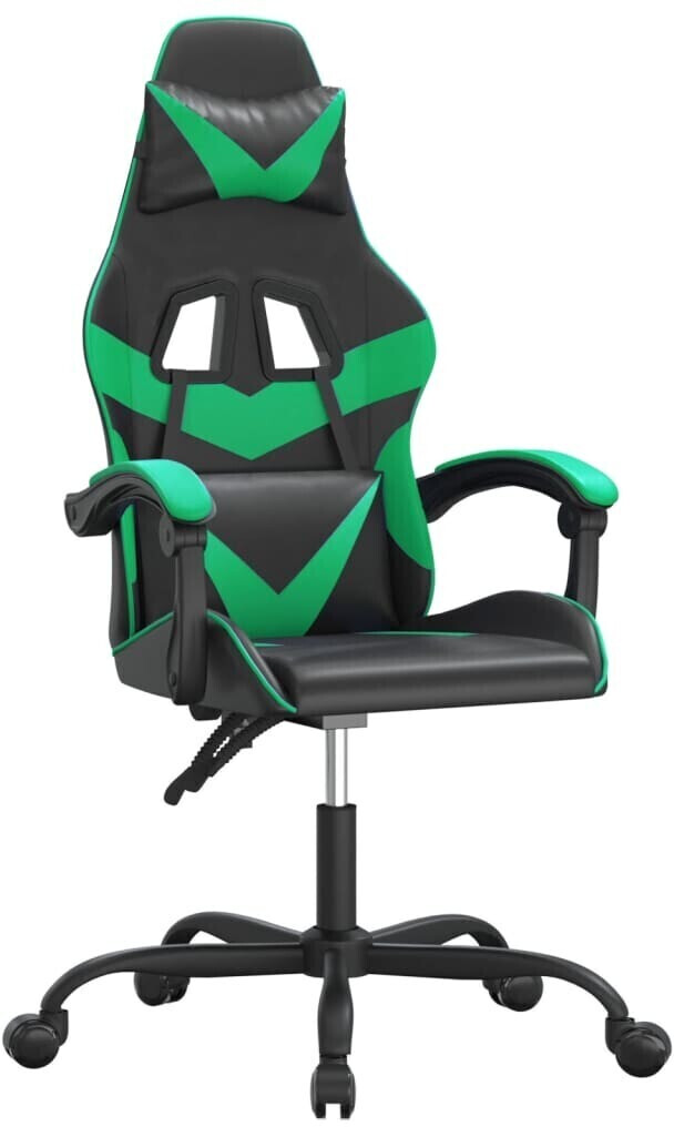 vidaXL Fauteuil gamer avec fonction de massage en cuir synthétique (349543-349554) noir/vert (349546)